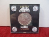 *1893 Key Date Barber Silver Quarter Dollar Coin