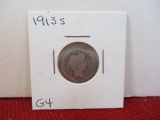 1913-S Silver Barber Dime Coin