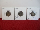 Mixed Silver Barber Dimes-Lot of 3-B
