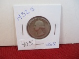 1932-S Silver Washington Quarter Dollar Coin-B