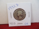 1932-D Silver Washington Quarter Dollar Coin-C