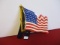 Tin Lithograph Patriotic Flag License Plate Topper