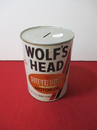 Wolf's Head One Quart Advertising Oil Can