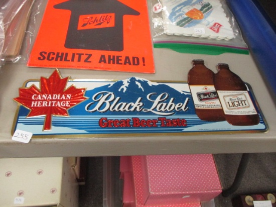 Canadian Black Label Beer Embossed Advertising Sign