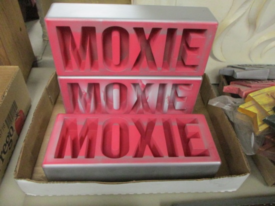 Moxie Negative Space Advertising Plaques-Lot of 3