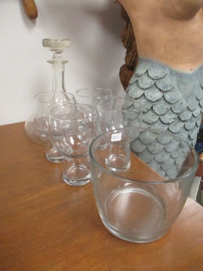 Decanter, Ice Bucket + Crystal Glassware Set