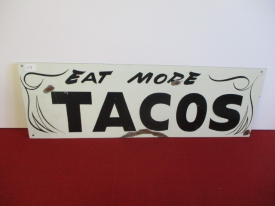 "Eat More Tacos" Painted Metal Advertising Sign