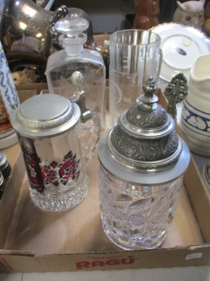Beautiful Crystal Steins + Decanter