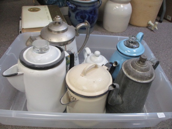 Mixed Enamel/Granite/Other Coffee Pots-Lot of 6