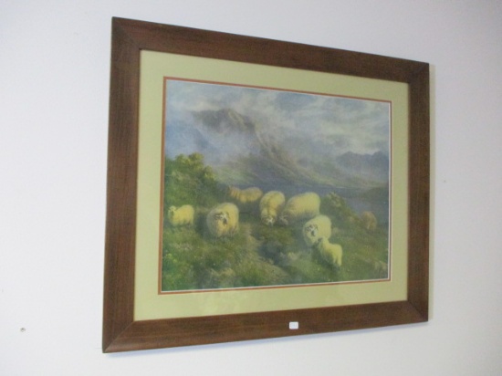 1905 J.W. Crane Framed Sheep Print