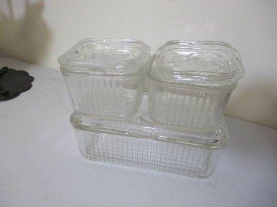 Embossed Glass Refrigerator Jar Set