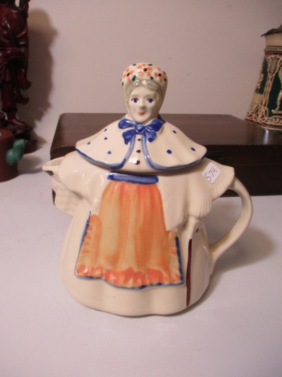 Figural Lady USA Marked Lidded Pitcher
