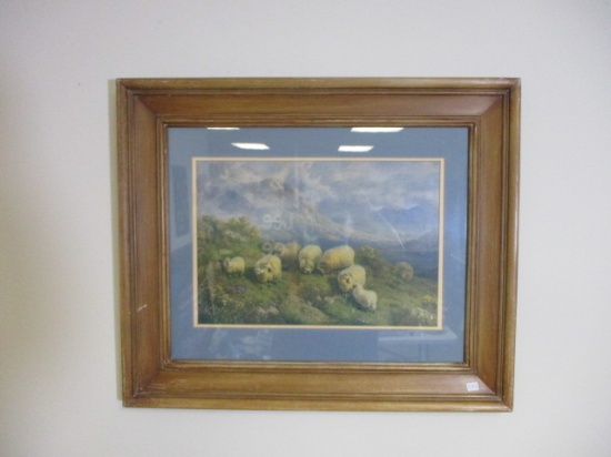 Among the Heather Framed Sheep Print