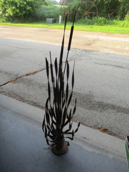 Welded Cat Tail Yard Art
