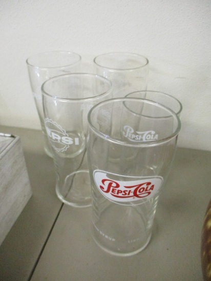 Pepsi-Cola Advertising Glasses-Lot of 5