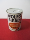 Wolf's Head One Quart Advertising Oil Can