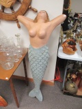 Carved Wooden Mermaid Signed ALOX