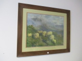 1905 J.W. Crane Framed Sheep Print