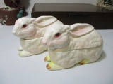Pair of Lefton Rabbit Candy Dishes