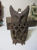 Cast Iron Owl w/ Birds Nest