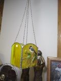 Leaded Glass Chickadee Candle Holder