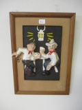 Framed Chalkware Poker Players