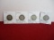 1916-D Silver Barber Quarter Dollar Coins-Lot of 4-A