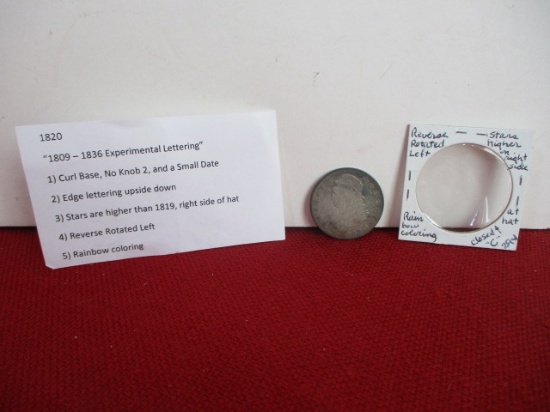 1820 Silver Capped Bust Half Dollar Coin-A