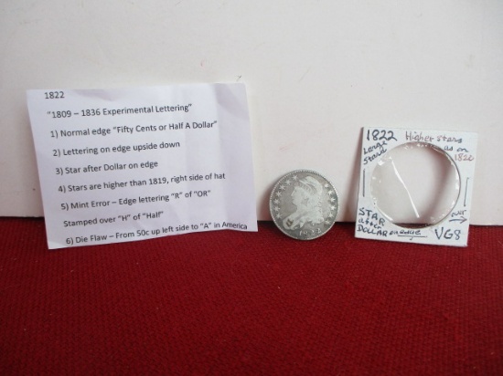1822 Silver Capped Bust Half Dollar Coin