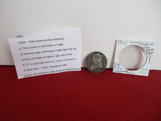 1825 Silver Capped Bust Half Dollar Coin