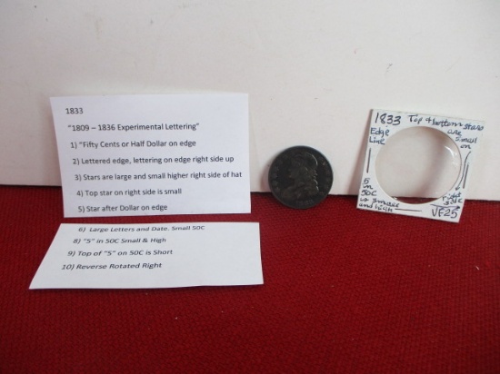 1833 Silver Capped Bust Half Dollar Coin-A