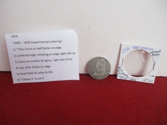 1836 Silver Capped Bust Half Dollar Coin