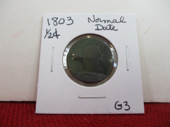 1803 Normal Date Draped Bust Half Cent Coin