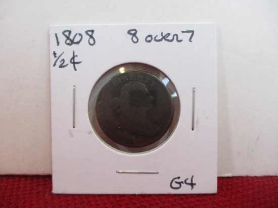 1808 "8" over "7"  Draped Bust Half Cent Coin
