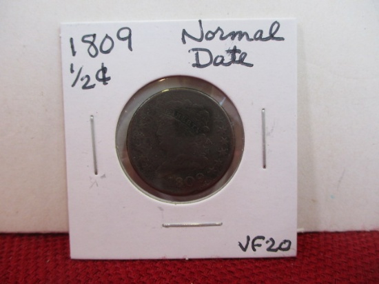 1809 Normal Date Classic Head Half Cent Coin