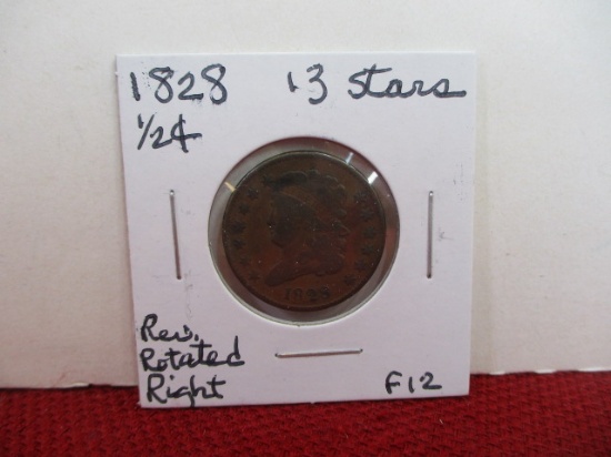 1828 13 Stars Classic Head Half Cent Coin