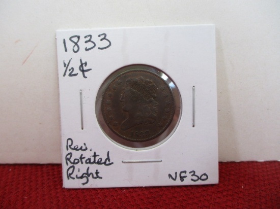 1833 Classic Head Half Cent Coin