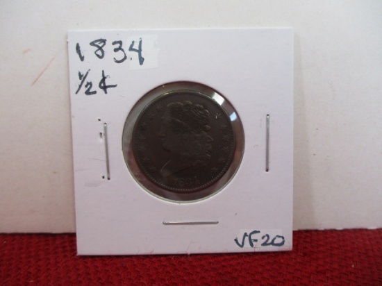 1834 Classic Head Half Cent Coin