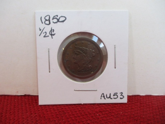 1850 Classic Head Half Cent Coin