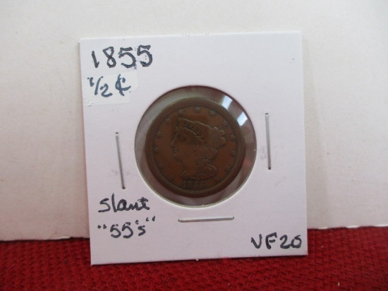 1855 Classic Head Half Cent Coin