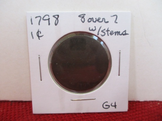 1798 "8" Over "7" with Stems Liberty Cap Large One Cent Coin
