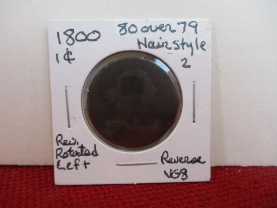1800 "80" Over "79" Hairstyle Liberty Cap Large One Cent Coin-B