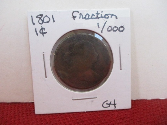 1801 Fraction 1/000 Liberty Cap Large One Cent Coin