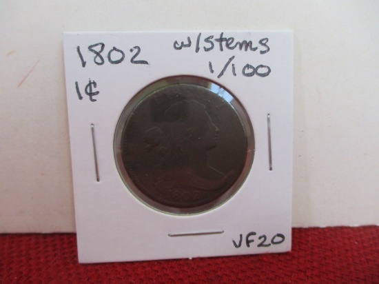 1802 with Stems 1/100 Liberty Cap Large One Cent Coin