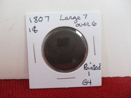 1807 Large "7" over "6" Liberty Large One Cent Coin