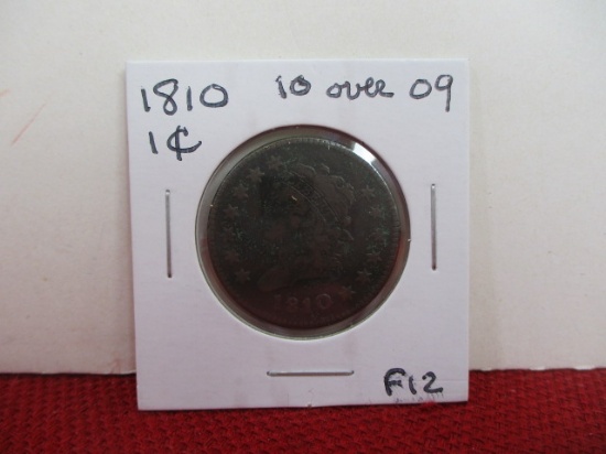 1810 "10" over "9" Classic Head Large One Cent Coin