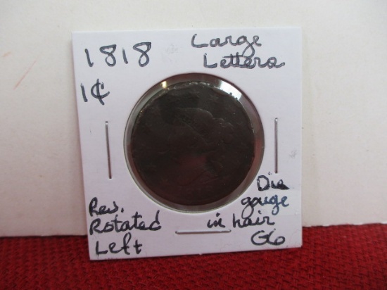 1818 Large Letters Classic Head Large One Cent Coin