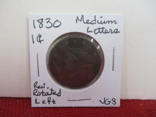 1830 Medium Letters Classic Head Large One Cent Coin