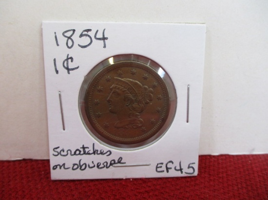 1854  Classic Head Large One Cent Coin