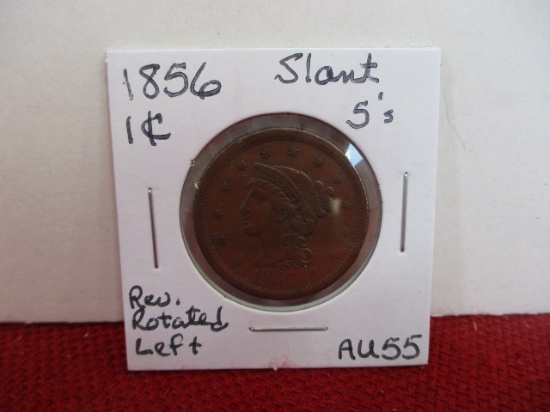 1856 Slant 5's Classic Head Large One Cent Coin